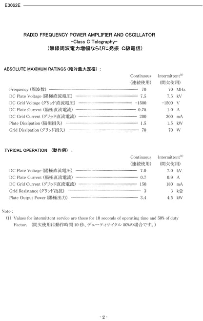 TEBAK Original Japan E3062E RF Electron Triode Oscillator Oscillation Tube Lamp Power Tube for High Frequency Machine