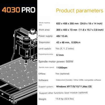 New CNC 4030 Pro CNC Router Machine 500W Spindle Milling Cutting Machine for Metal Wood Plastic
