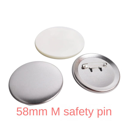 100sets 75/58/44/mm Button Raw Material Factory Round Shape Frosted Bottom Safety Pin Badge Blank  Badge Paper Clip Consumables