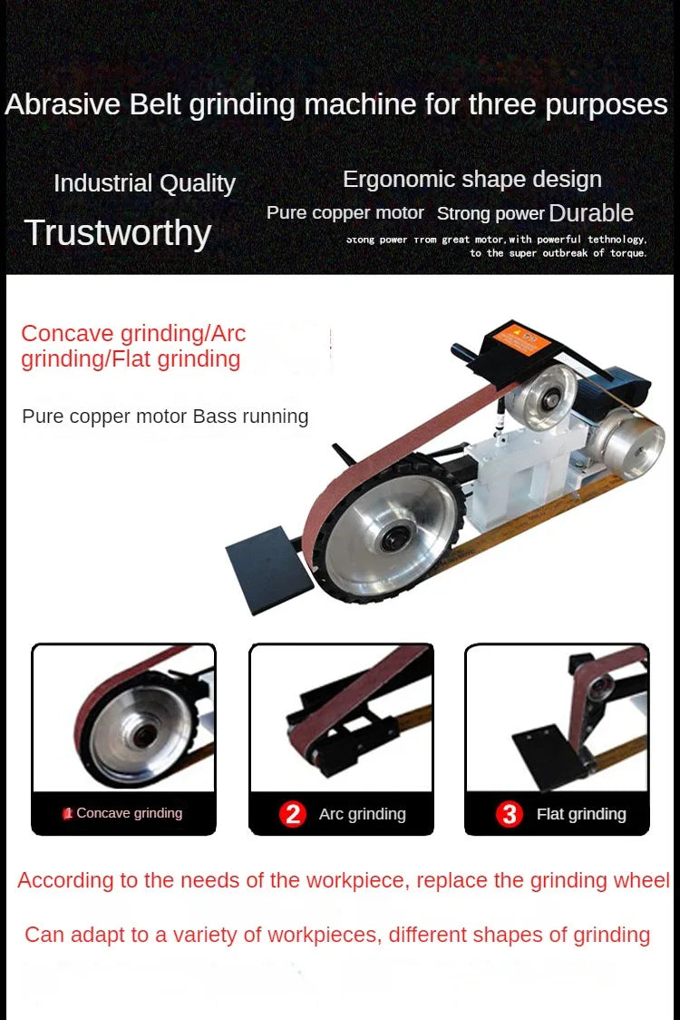 TEBAK Automatic Desktop Small Metal Sanding Belt Machine Manufacturer Belt Grinder Machine