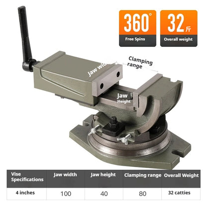 TEBAK Rotating Inclined Bench Vise 4 Inches, 5 Inches, 6 Inches, Heavy-duty Machine Use Flat Jaw Vise