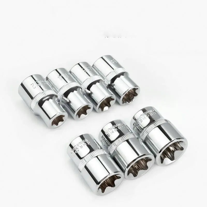 TEBAK Crv Material 14pcs/set E Torx Star Female Bit Sockets Set 1/2" 3/8" 1/4" Drive E4 - E24 Repair Tools Hand Tool Set Sleeve