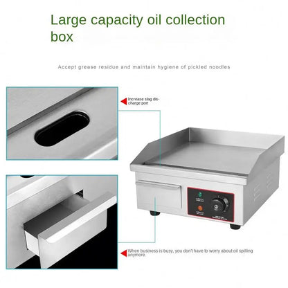 Commercial Mini Electric Griddle 14" 1700W Countertop Flat Top Griddle Stainless Steel Teppanyaki Grill W/Iron Cooking Plate