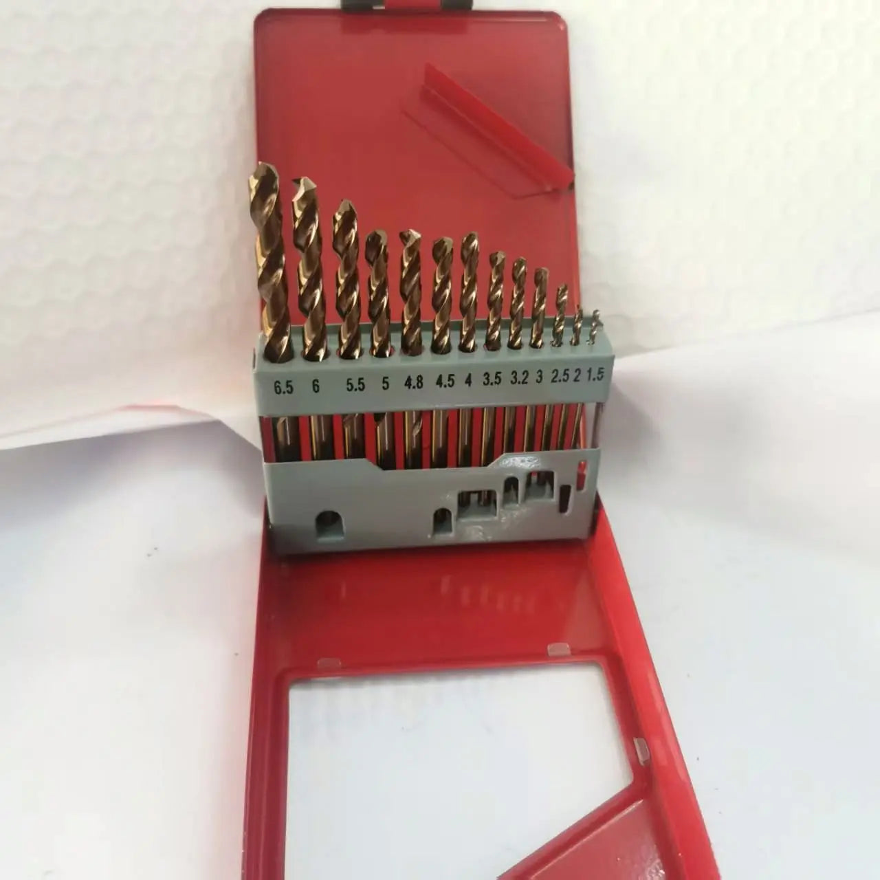 TEBAK 13Pcs1.5-6.5mm HSS Fully Ground Titanium Coating Wood Brad Point Drill Bit for Wood Precision Drilling