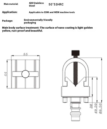 TEBAK V-Shape Wire Cut EDM Holder 3 Axies Fixed Wire-Cut EDM Chuck V Block Clamp Set Adjustable WEDM Chuck
