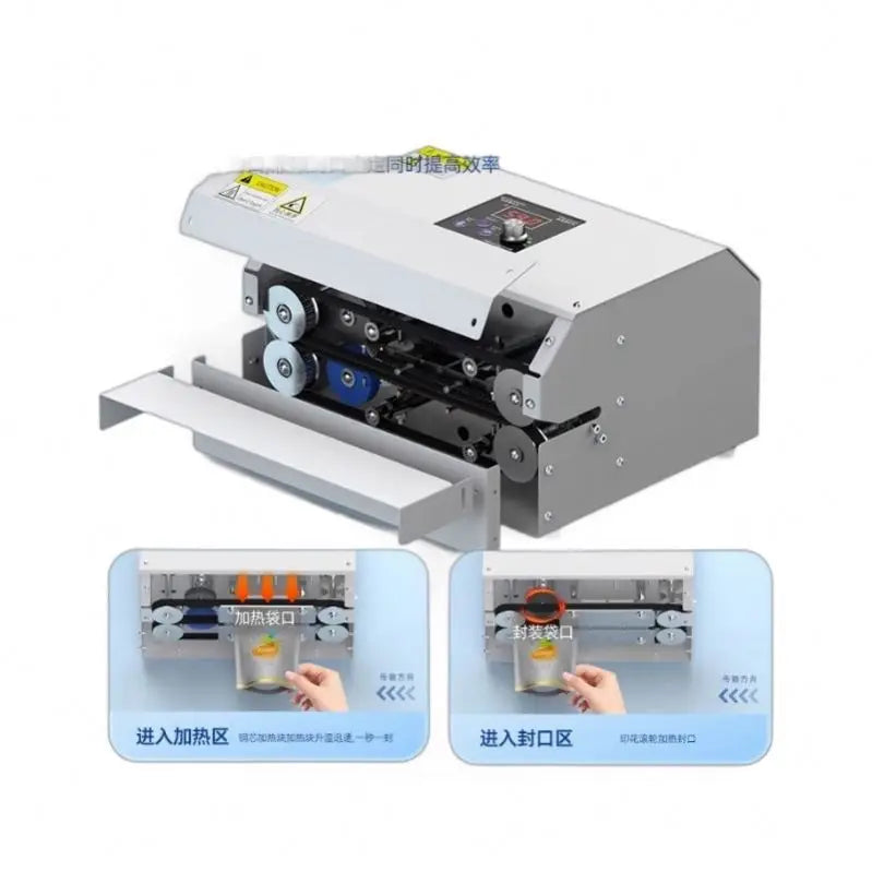 TEBAK Date Printing Continuous Induction Aluminum Foil Sealing Machine Plastic Coffee Tea Non Woven Heat Sealing Machine