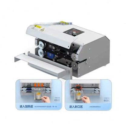 TEBAK Date Printing Continuous Induction Aluminum Foil Sealing Machine Plastic Coffee Tea Non Woven Heat Sealing Machine