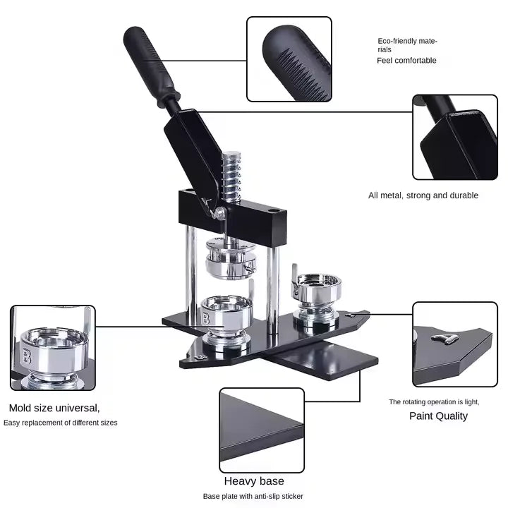 TEBAK  58mm Badge Button Maker Machine Manual Grade Round Badge Machine Set Includes Badge Machine Cutter + Consumables