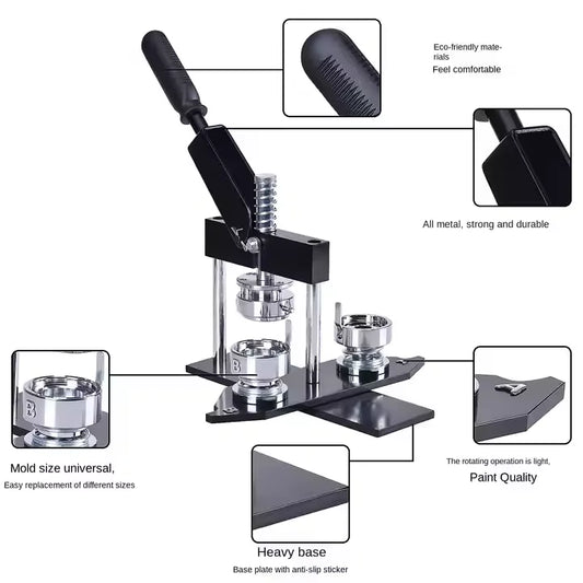 TEBAK  58mm Badge Button Maker Machine Manual Grade Round Badge Machine Set Includes Badge Machine Cutter + Consumables