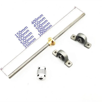 TEBAK D-09 CNC 3D Printer Parts 500mm 400 350 200 100 T8 8mm Lead Screw Lead Vertical Horizontal Kit KFL08 KP08 With Nut Bearing