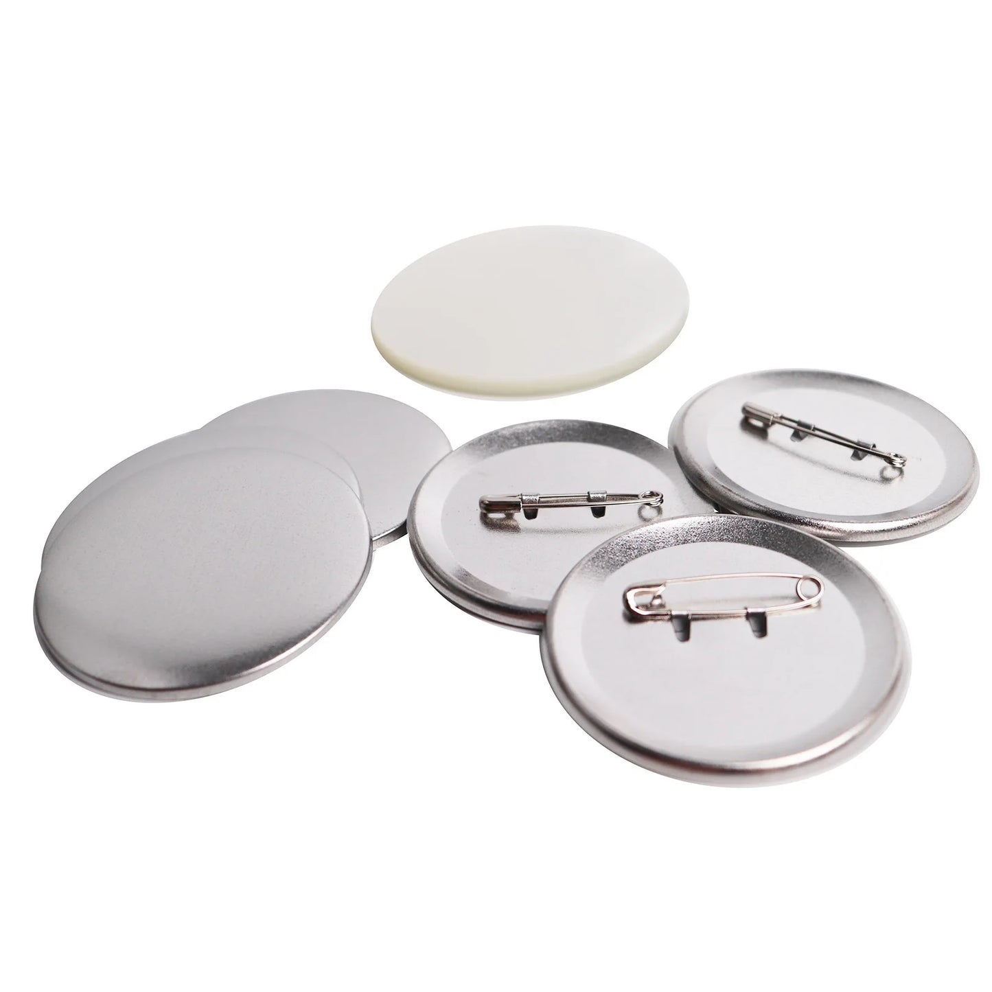 100sets 75/58/44/mm Button Raw Material Factory Round Shape Frosted Bottom Safety Pin Badge Blank  Badge Paper Clip Consumables