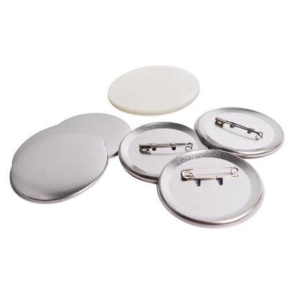 100sets 75/58/44/mm Button Raw Material Factory Round Shape Frosted Bottom Safety Pin Badge Blank  Badge Paper Clip Consumables