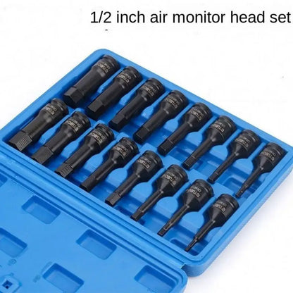 TEBAK 16pcs Hexagonal and Inner Six Flowers Impact Socket Bit Drive Socket Set