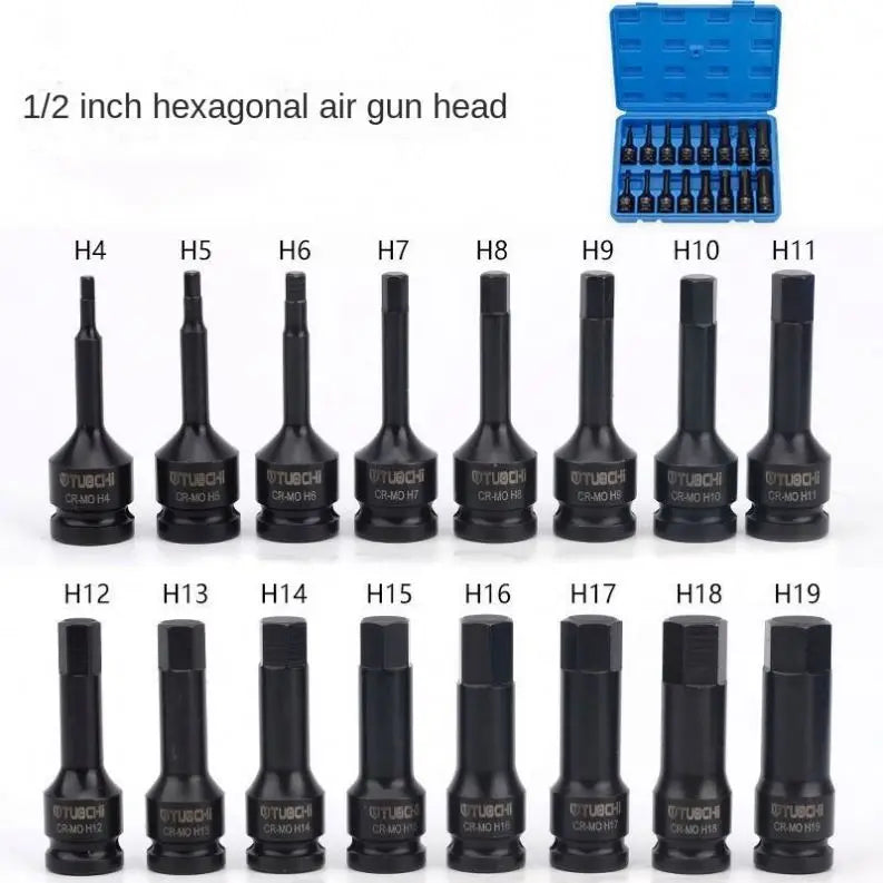 TEBAK 16pcs Hexagonal and Inner Six Flowers Impact Socket Bit Drive Socket Set
