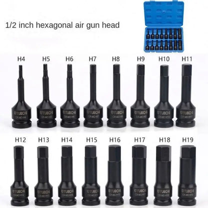 TEBAK 16pcs Hexagonal and Inner Six Flowers Impact Socket Bit Drive Socket Set