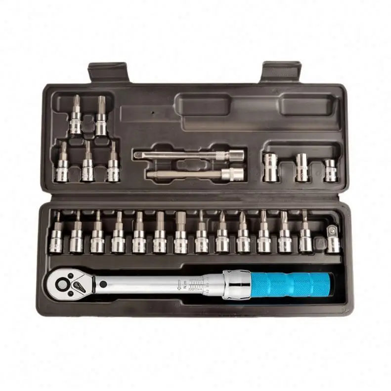 Tebak Cheap  Bicycle Torque Wrench Preset Adjustable Torque 1/4 2-24NM Ratchet Wrench Set Bicycle Repair Tool