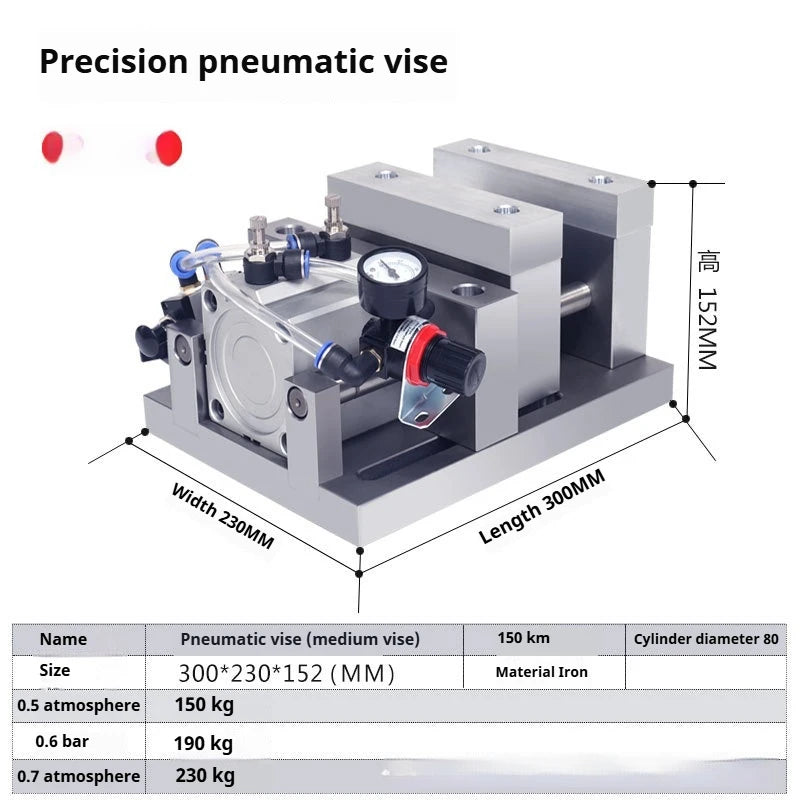 MADE in CHINA 150mm Wide Pneumatic Air Vise with 0.01mm Accuracy  Customized Support