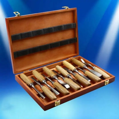TEBAK 12pcs Woodworking Tools Chisel Set Wood Chisel Tool Set Turning Tools Lathe Carving Hand Chisel with Storage Case