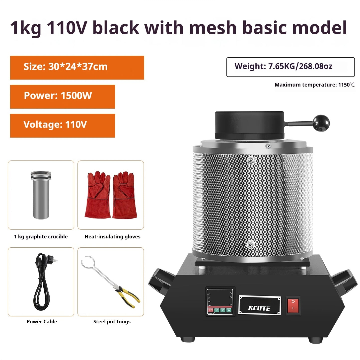 TEBAK Small Household Electric Furnace High-Temperature Resistant Graphite Gold Silver Copper Melting Alchemy Equipment