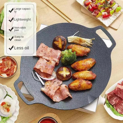 TEBAK Non-Stick Stainless Steel Frying Pan Indoor Outdoor Camping Courtyard Barbecue BBQ Grill Iron Pot Stove Plate