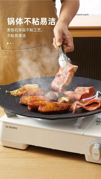 TEBAK Non-Stick Stainless Steel Frying Pan Indoor Outdoor Camping Courtyard Barbecue BBQ Grill Iron Pot Stove Plate