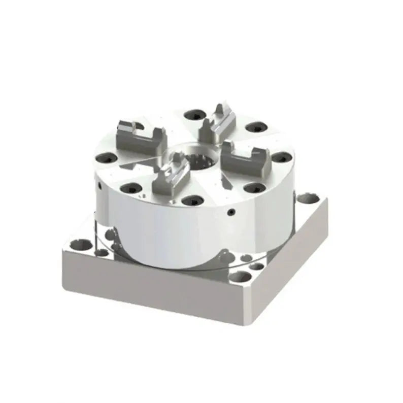 TEBAK Precise Stainless Steel CNC Lathe Turning 4 Jaw Chuck D100 Pneumatic Collet Chuck Equipped with Multifunctional Base Plate