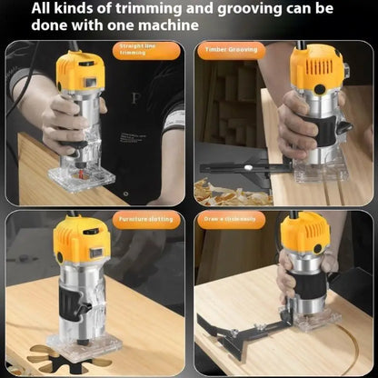 6.35mm Milling Cutter 220V/ 1300W Electric Wood Edge Trimmer Machine Aluminum Alloy Speed Adjustable Woodworking Hand Trimmer