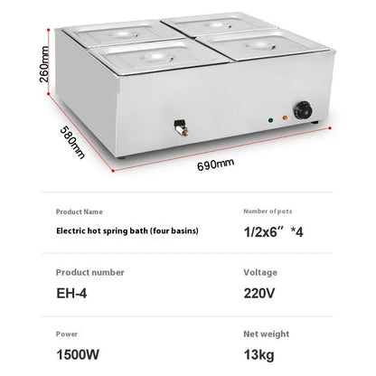 TEBAK Stainless Steel Heated Soup Pool Three Soup Pools Electric Soup tank Food Warmer Bain Marie With Temperature Control