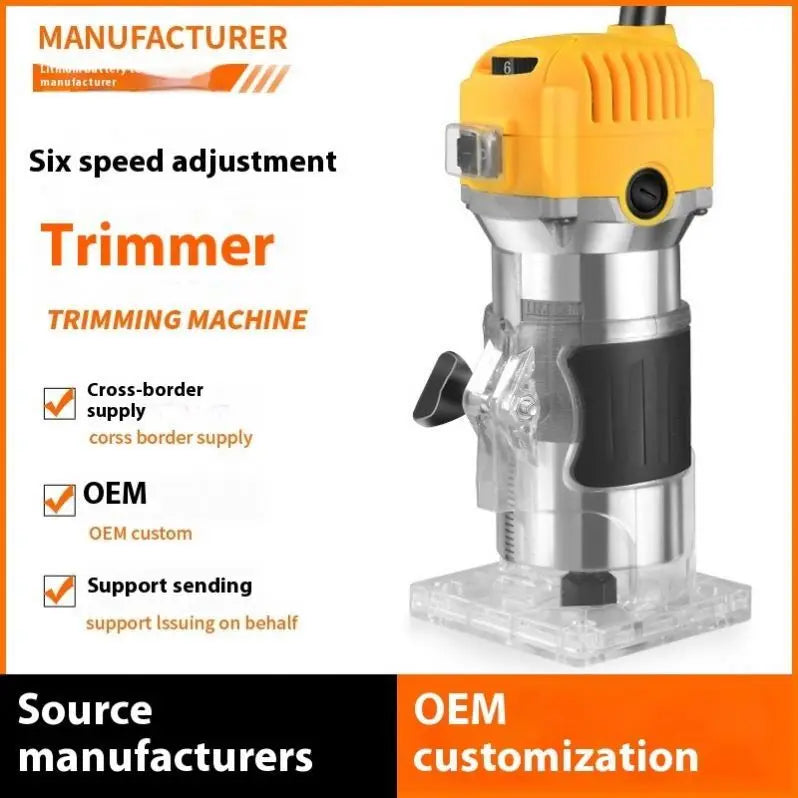 6.35mm Milling Cutter 220V/ 1300W Electric Wood Edge Trimmer Machine Aluminum Alloy Speed Adjustable Woodworking Hand Trimmer