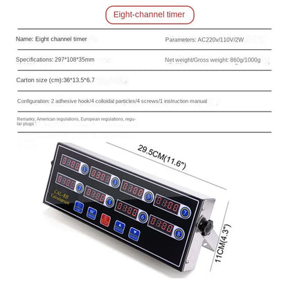 Restaurant Stainless Steel Burger Calculagraph Mechanical Timer Commercial Digital 8 Channels Kitchen Timer for Fried Food