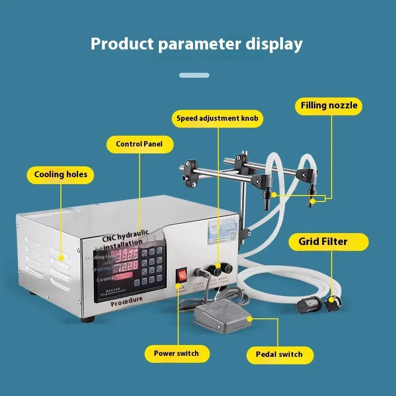 TEBAK XK-580II Double Heads Digital Liquid Quantitative Juice Milk Beer White Wine Vinegar Mineral Water Liquid Filling Machine