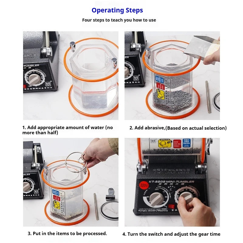 TEBAK Gold Silver Drum Jewelry Polishing Machine Rotary Tumbler Jewelry Polishing Machine Rotary Tumbler Gem Grinding Machine