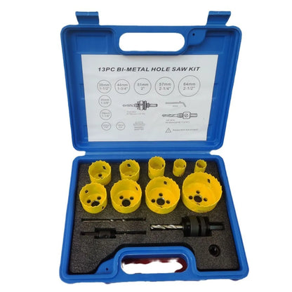 ANDUUK 13Pcs HSS Bi-Metal Hole Saw Set in Blue Plastic Box for Metal Wood Plastic