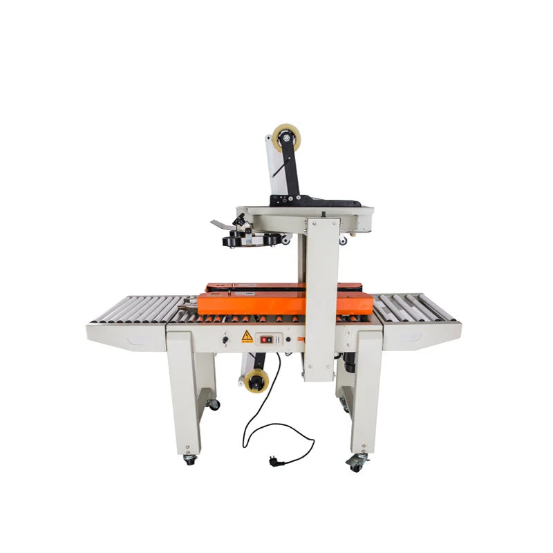 TEBAK Heavy Carton Express CE Automatic Conveyor Adhesive Side Belt Taping Sealing Packing Machine With Movable Caster
