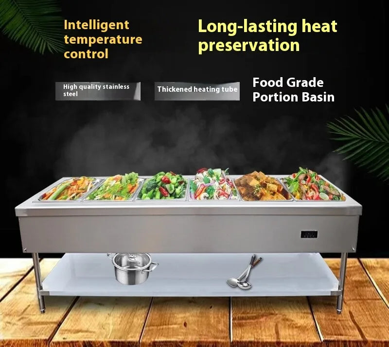 Factory Buffet Restaurant Electric Bain Marie Server Showcase Industrial Fast Hot Food Warmer Steam Commercial Work Table