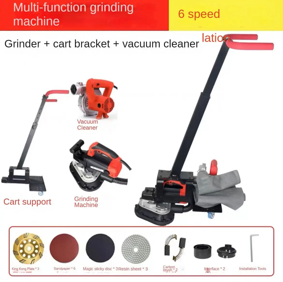 Electric Concrete Polishing Machine Portable Concrete Grinder Industrial Floor Wall Polisher Hand Held Edge Grinding Machine