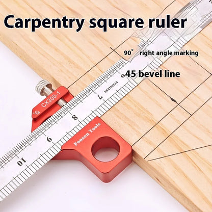 TEBAK W-63 Woodworking Scratching Tool Set with Magnet SS Ruler 45 Degrees 60 Degrees 90 Degrees