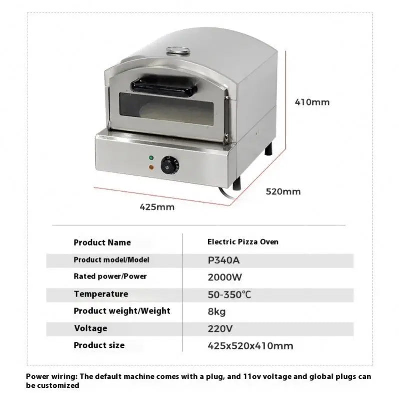 TEBAK Stainless Electric Pizza Oven Commercial Baking Machine Baker 350 Degree Toast Bread Maker for Pizza Cone Making Machine