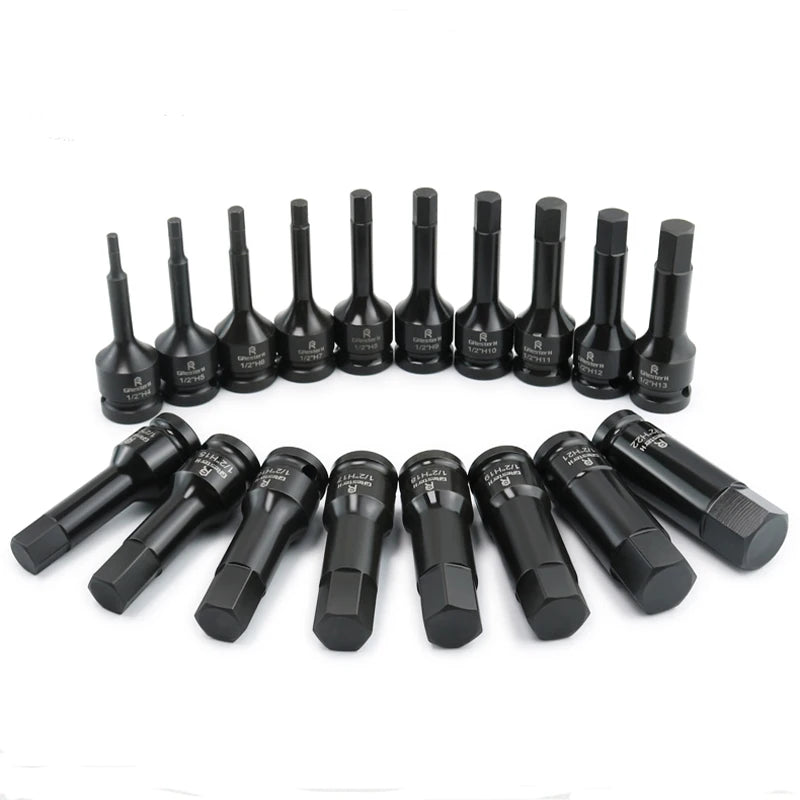 TEBAK 1pcs Metric 1/2 Inch Hexagon Screwdriver Bit Security Bit Set Hex Slotted Star Bit