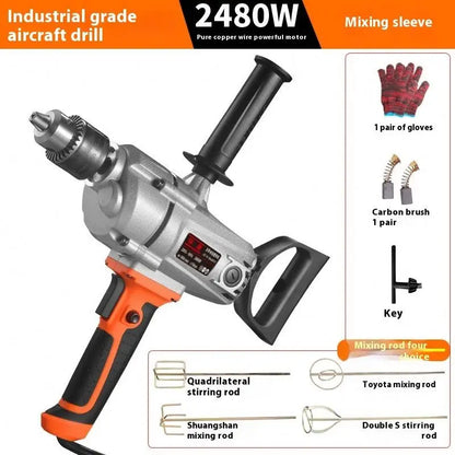 TEBAK Aircraft Drill High Power Mixer Construction Site Putty Powder Cement Beater Hand Drill Electric Drill Mixing Machine