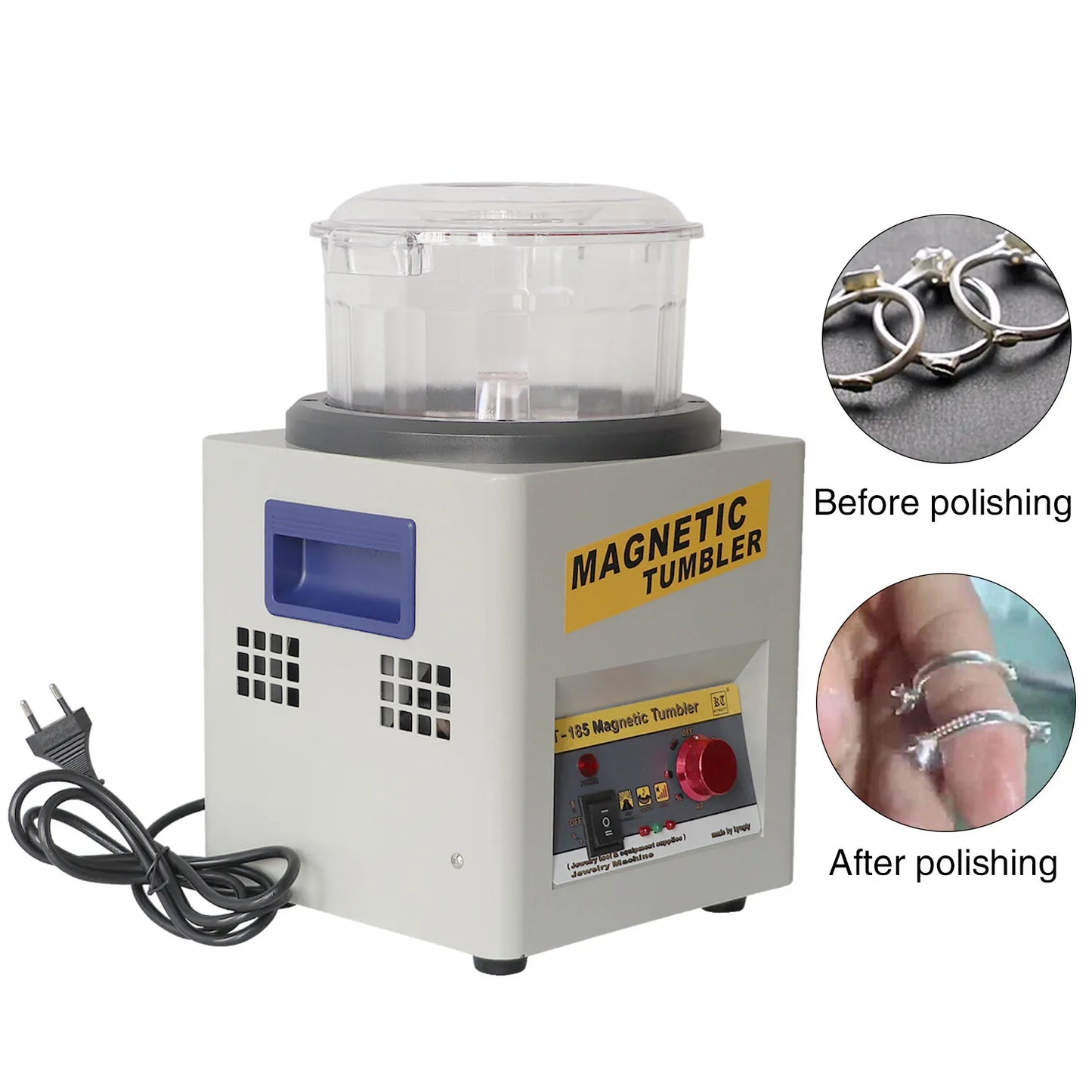 KT-185 Magnetic Tumbling Jewelry Cleaners Grinding and Polishing Machine Magnetic Tumbler Jewelry Polisher Polishing Machine