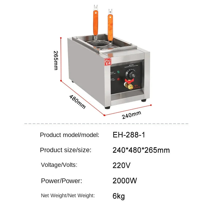 Popular Kitchen Appliances Commercial Heating Noodle Machines Six Heads Electric Noodle Cooker Hot Pot Fryer