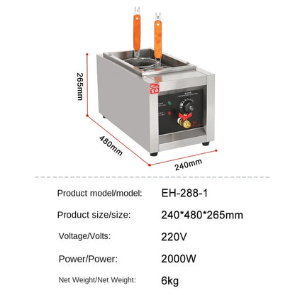 Popular Kitchen Appliances Commercial Heating Noodle Machines Six Heads Electric Noodle Cooker Hot Pot Fryer