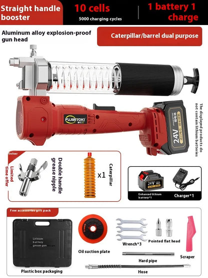 TEBAK Fully Automatic 24V 21V Professional Rechargeable Battery 24V Electric Grease Gun Oil Injector for Equipment Lubrication