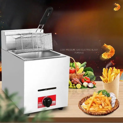 Commercial Gas Fryer Type Double Cylinder Double Screen Burger Restaurant Fryer Restaurant Equipment Thickened Batch Hair Fryer