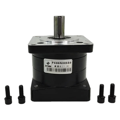 PX86N005S0 Planetary Reducer Black Planetary Reducer, Reduction Ratio 1:5, Flange  on Method.