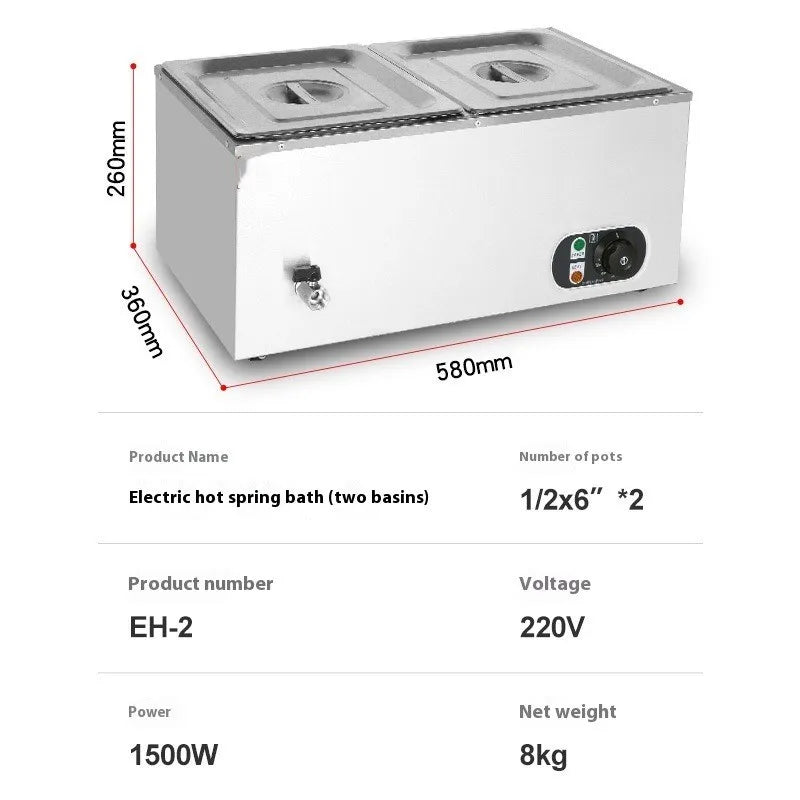TEBAK Stainless Steel Heated Soup Pool Three Soup Pools Electric Soup tank Food Warmer Bain Marie With Temperature Control
