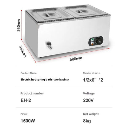 TEBAK Stainless Steel Heated Soup Pool Three Soup Pools Electric Soup tank Food Warmer Bain Marie With Temperature Control