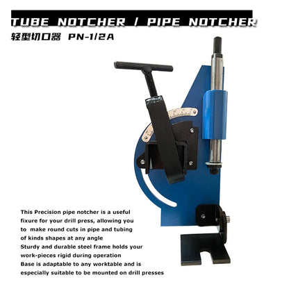 A TEBAK PN-1/2A Manual Pipe Notcher Hole Saw Nothcer Tube/Pipe Saw Notcher 2" Capacity Tube Pipe Stainless Steel Shaft