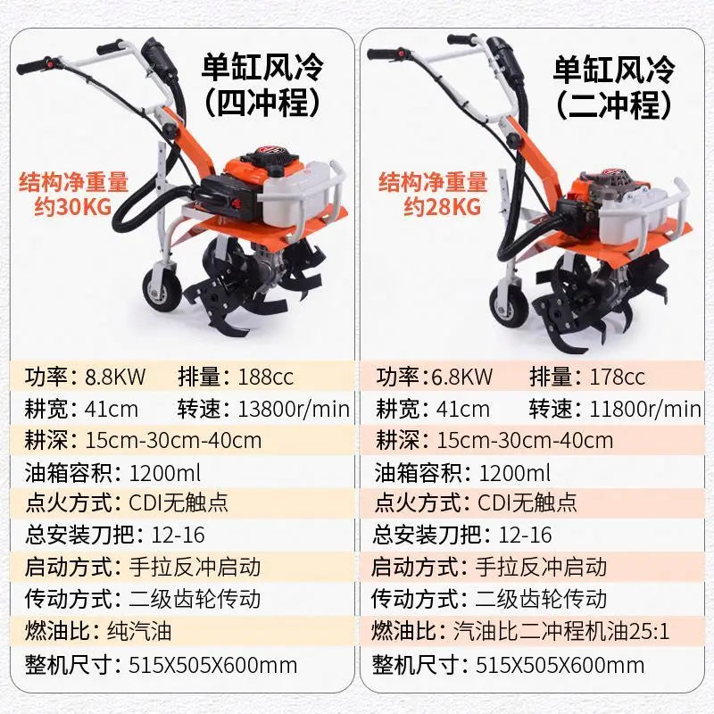 Rotary Tiller Micro-tiller Agricultural Small Multi-functional Gasoline Hand-held Cultivated Land Loosening Machine